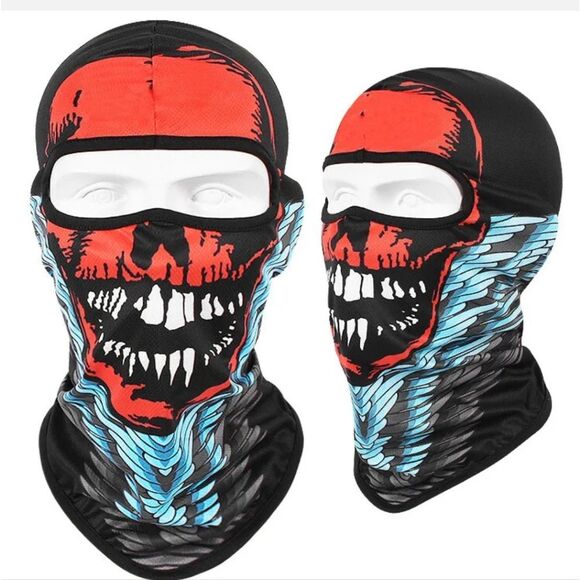 Tactical Skull Ghost Printed Full Face Mask Balaclava Halloween Ski Motorcycle - Picture 1 of 6